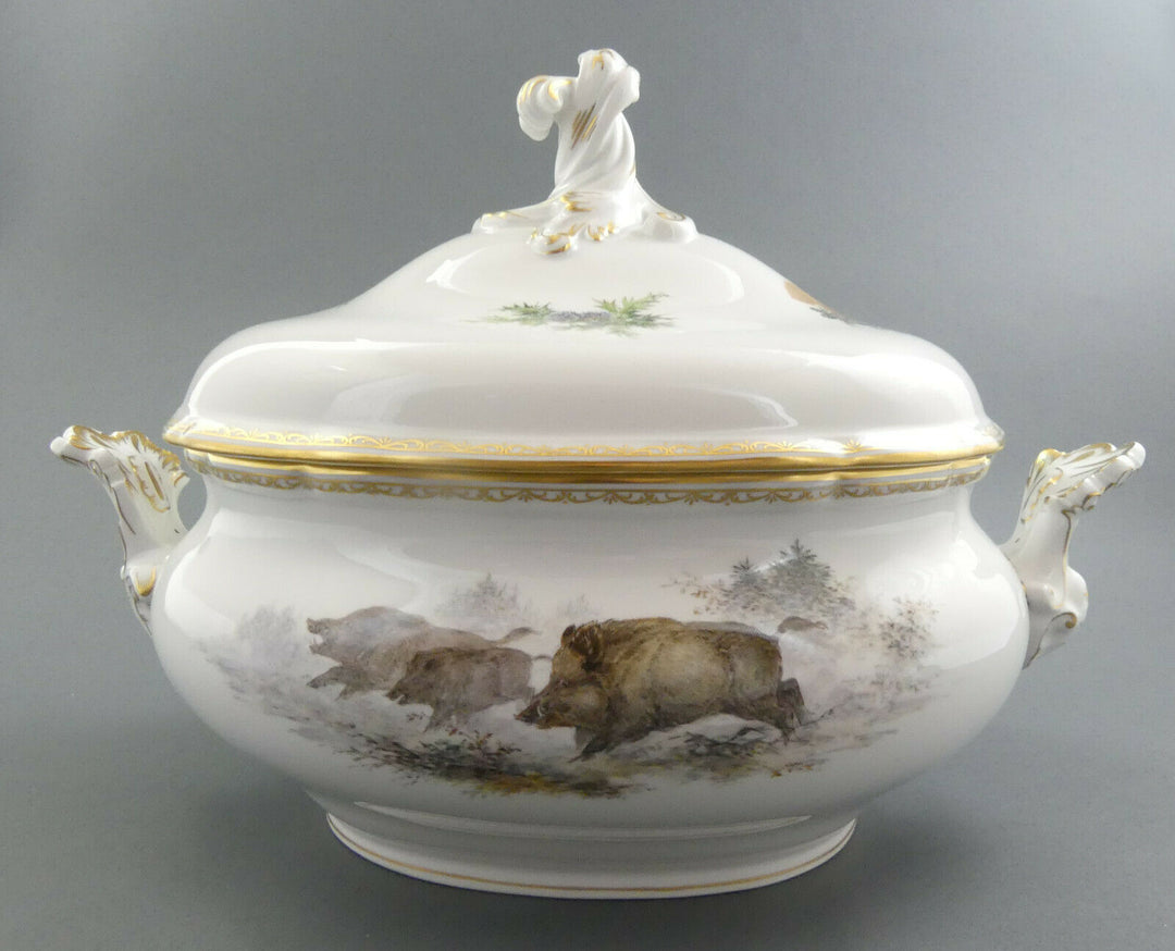 ⚔ Meissen 邁森 Terrine 00028 Volumen 3,5 Liter Wildmalerei Ridinger TOP 1.Wahl