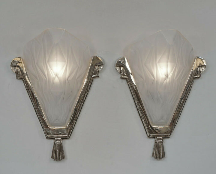 デュゲ　1930年フランス アール・デコ　ウォールスコーン　大型ペア