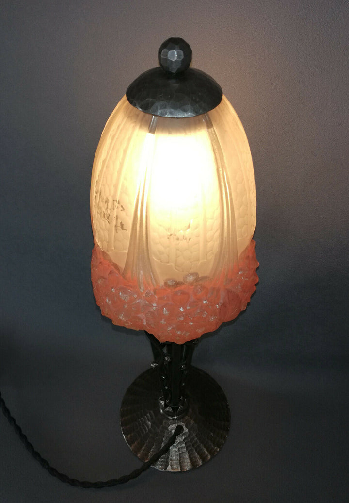 ミューラー兄弟(Muller  Frères)　アジサイの花のランプ　エティエヴァンソン『Hettier&Vincent』合作