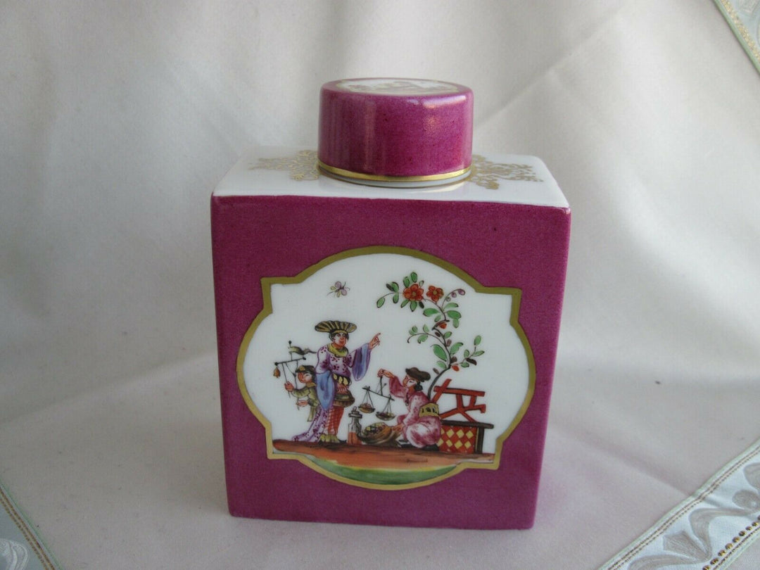 Schöne Meissen Teedose mit vielen Indischen Blumen und Chinoiserie
