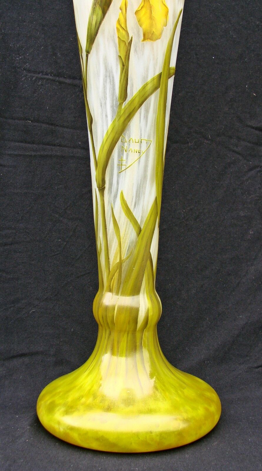 FRENCH ART NOUVEAU DAUM NANCY IRIS CAMEO VASE 56cm