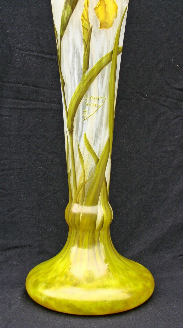 FRENCH ART NOUVEAU DAUM NANCY IRIS CAMEO VASE 56cm