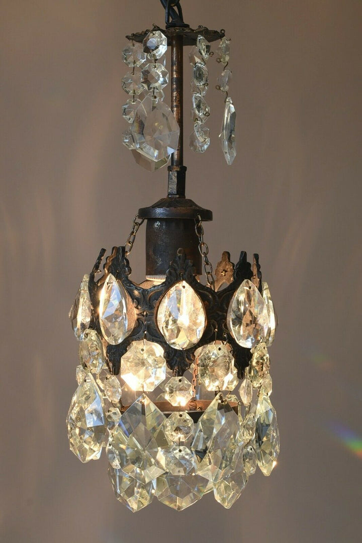 Vintage Crystal Chandelier Antique Brass French Style Home Lighting Retro lamp