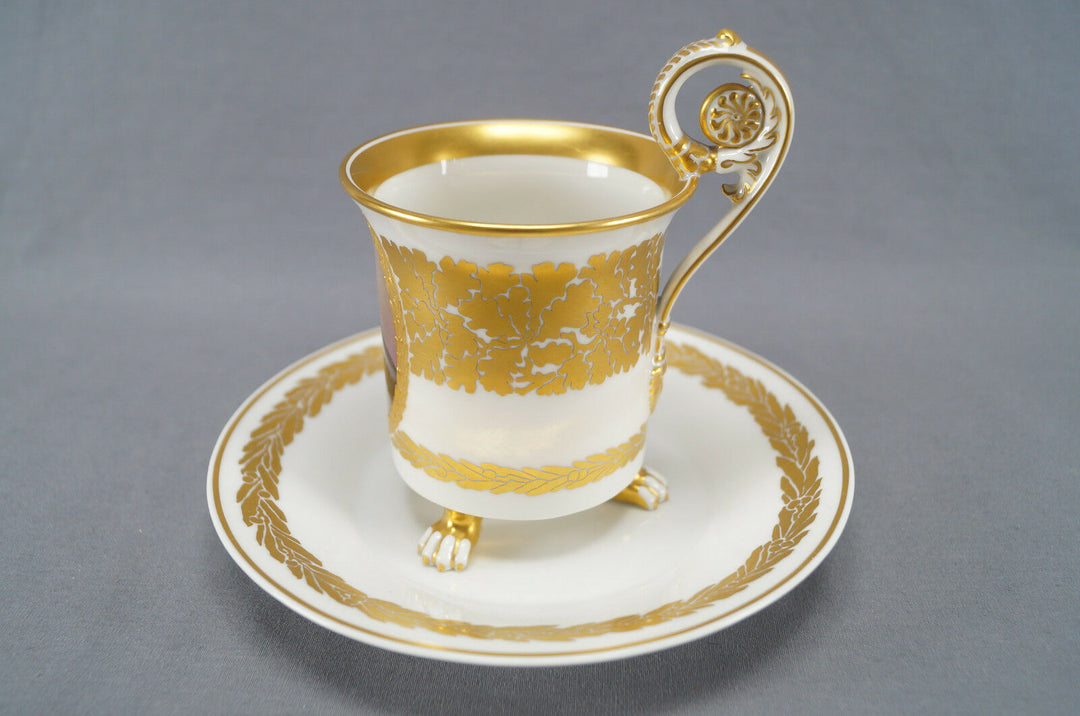 KPM Berlin Hand Painted WWI Wilhelm II Portrait & Gold Leaf Empire Form Cup
