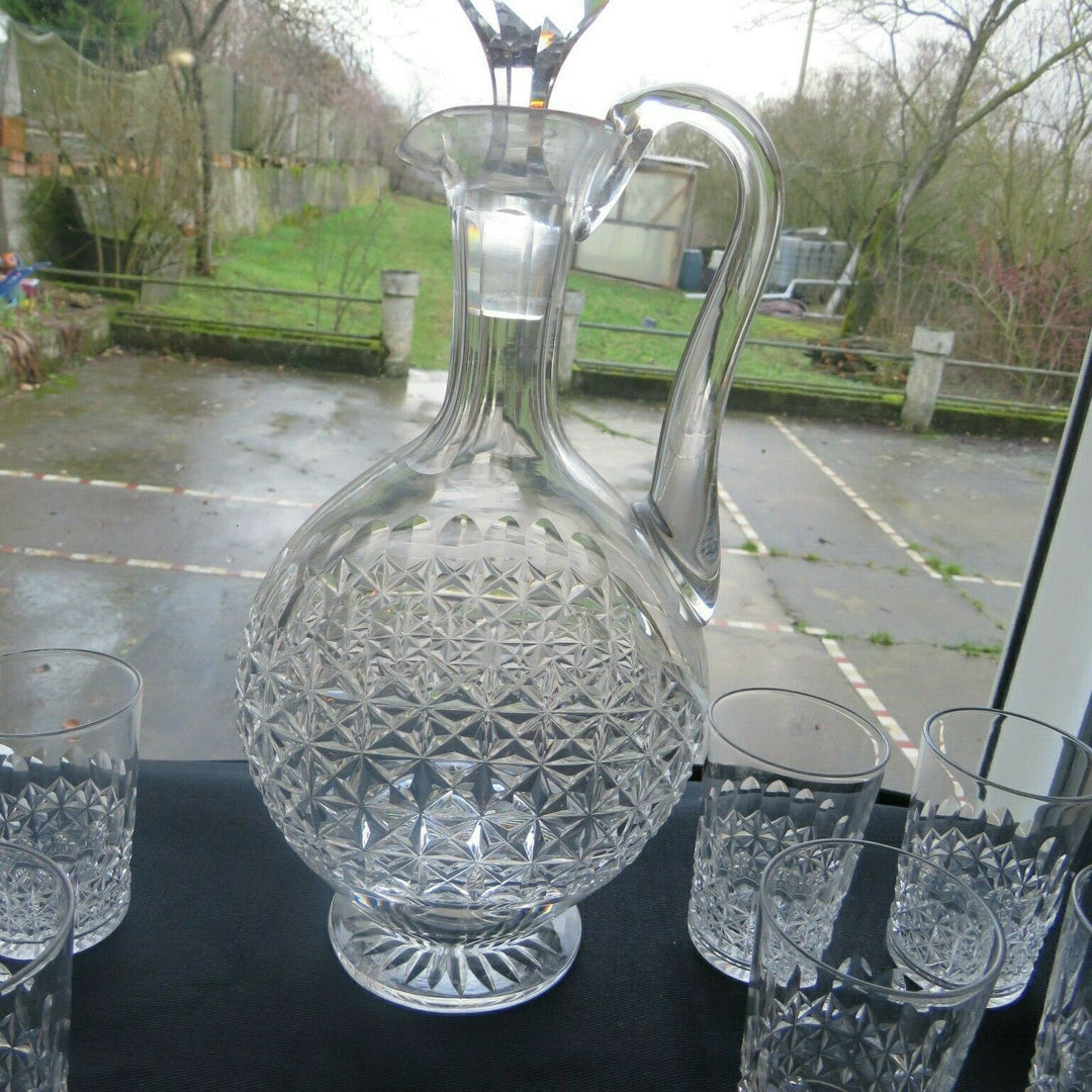 service à liqueur 9 verres 1 carafe en cristal taillé de baccarat