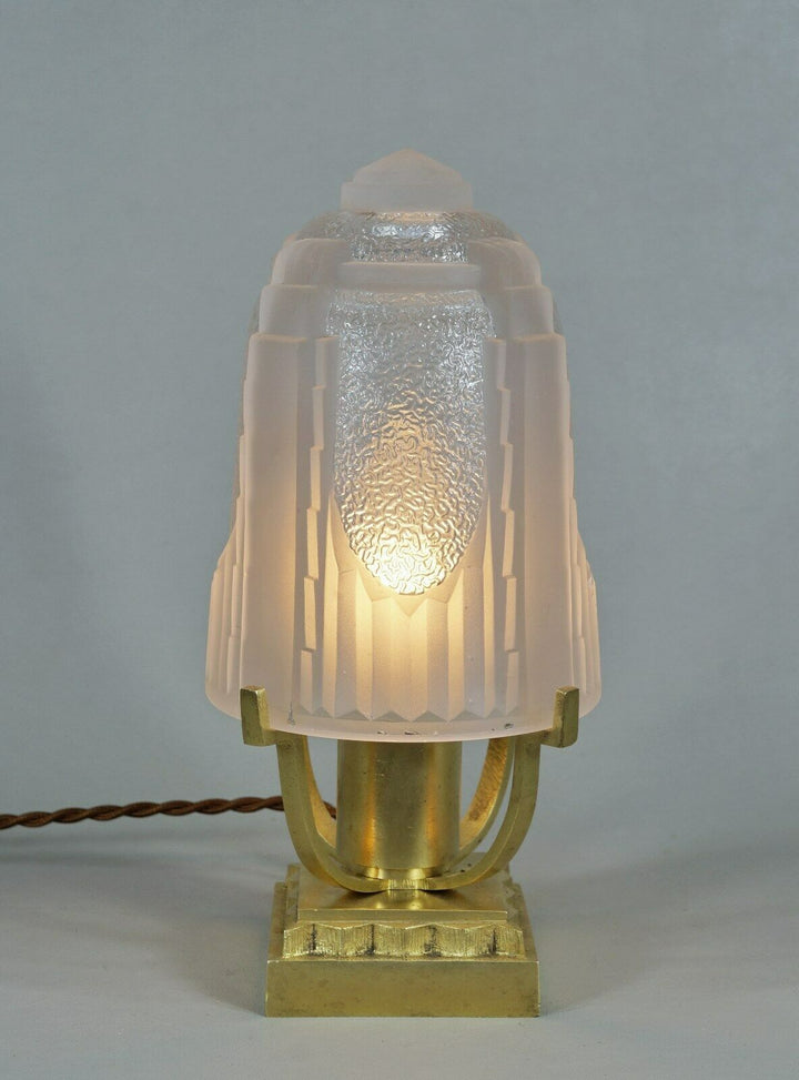 MULLER FRERES : FRENCH BRONZE ART DECO LAMP 1930 ...... France degué sabino era