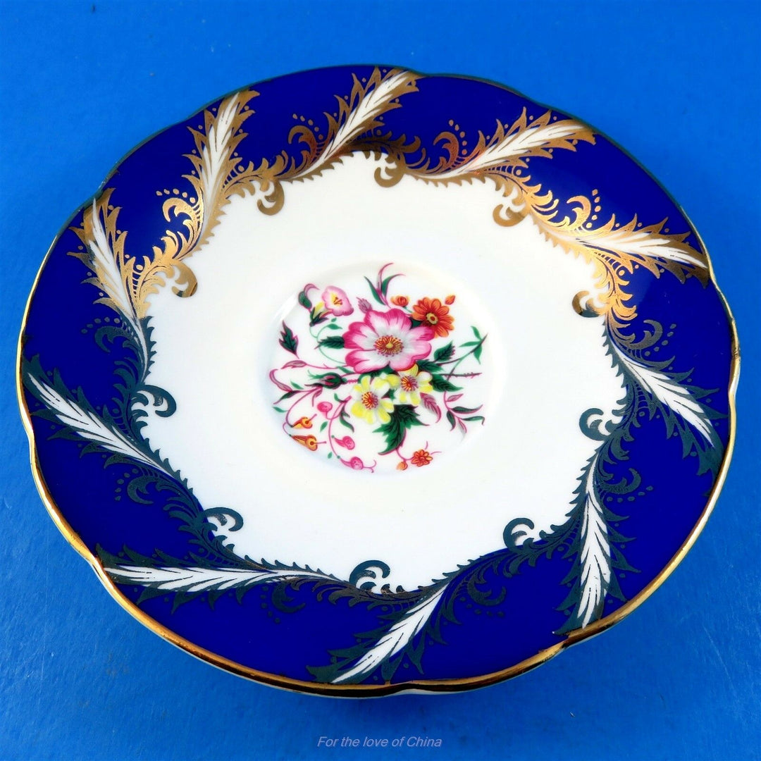 パラゴン　コバルトの縁とフローラルブーケのカップ&ソーサー