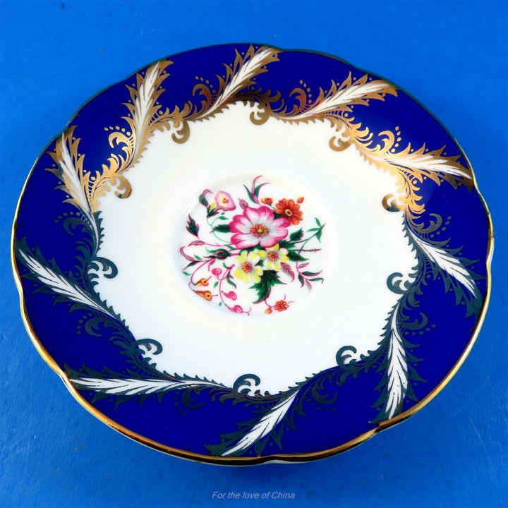 パラゴン　コバルトの縁とフローラルブーケのカップ&ソーサー