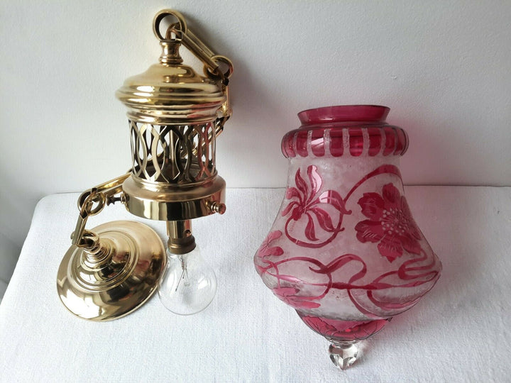 オールドバカラ　ランタン（ペンダントライト）　エグランチエ犬薔薇　希少品