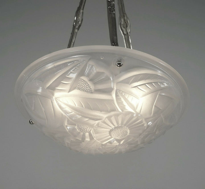 DEGUE : FRENCH 1930 ART DECO CHANDELIER ... pendant lustre lamp lampe muller era