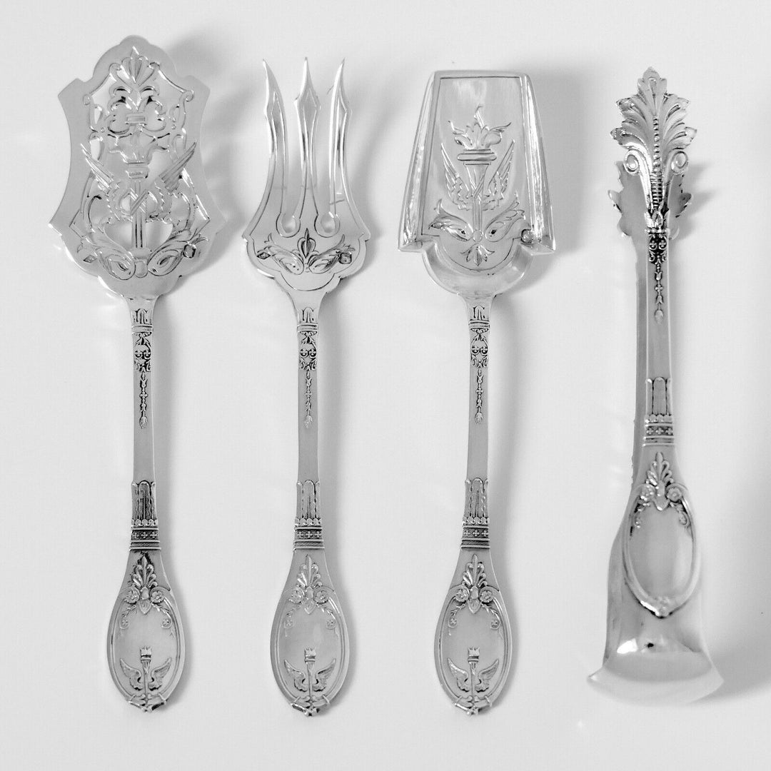Lapparra French Sterling Silver Dessert Hors D'Oeuvre Set 4 Pc, Empire Torch