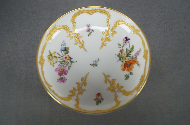 KPM Berlin Neuzierat Hand Painted Floral & Raised Gold Demitasse Cup & Saucer E