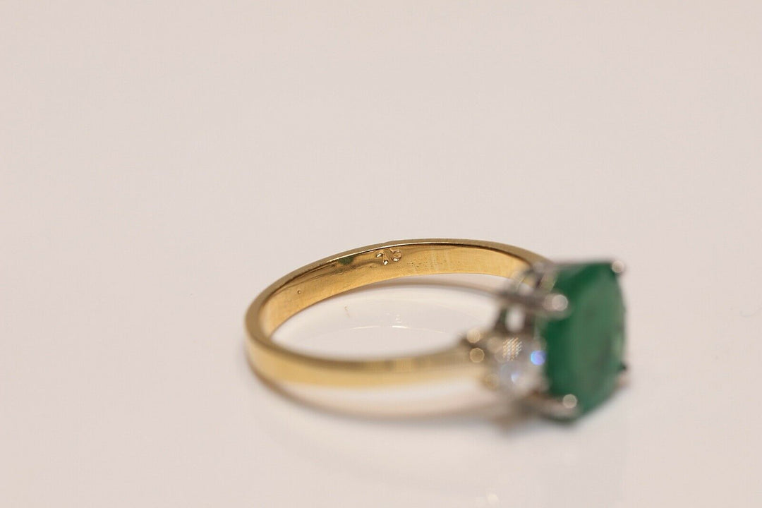 ヴィンテージ 18K ナチュラルダイヤモンドとエメラルドのリング