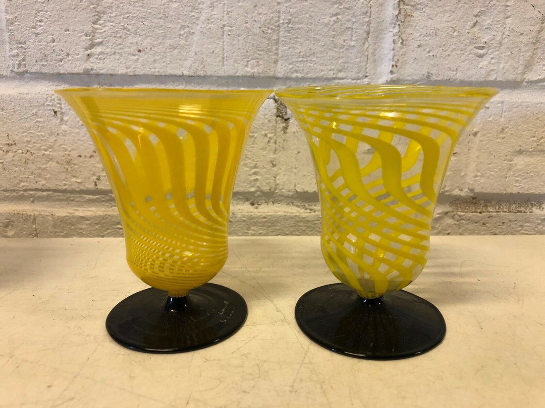 Bimini Werkstatte Lauscha Deco Set 9 Cocktail Tumbler Glasses Swirl Ribbon Dec