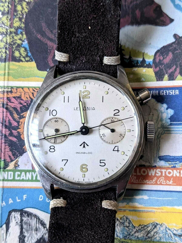 Lemania Vintage Chronograph Monopusher Royal Navy HS9
