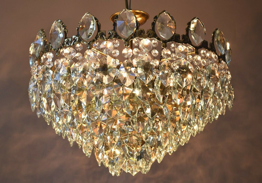 Flush Antique French Vintage Crystal Chandelier Pendant Low Ceiling Lighting