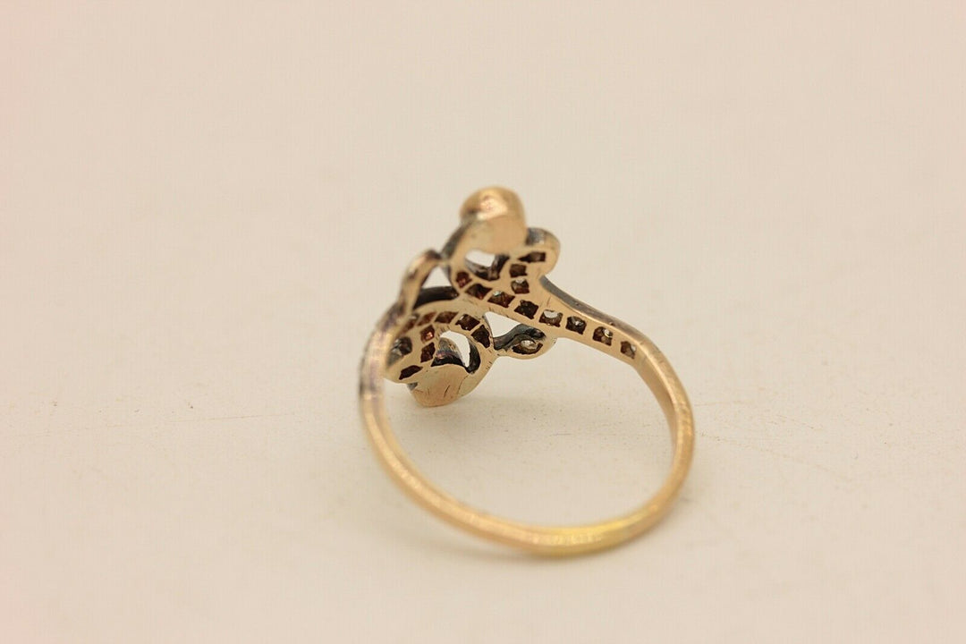 アンティーク オリジナル 14K ナチュラルダイヤモンドとルビーのリング