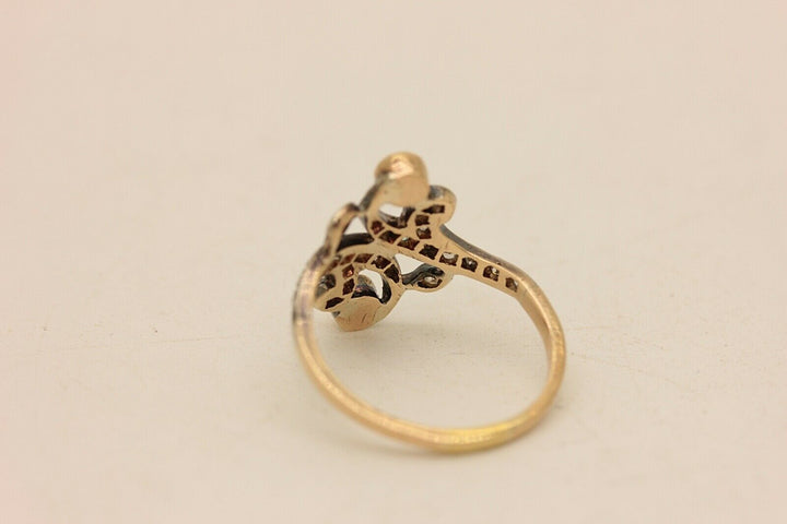 アンティーク オリジナル 14K ナチュラルダイヤモンドとルビーのリング