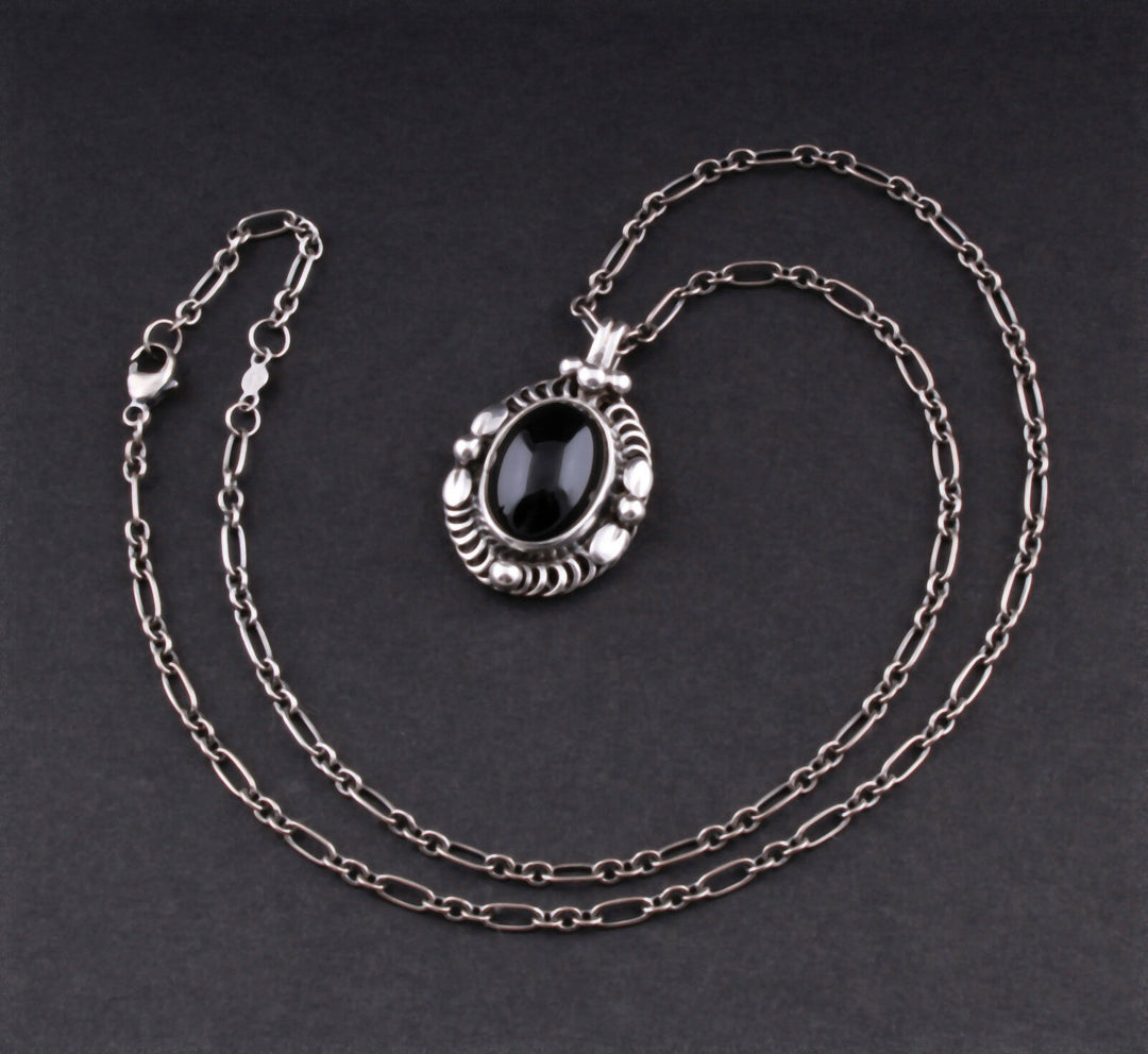 GEORG JENSEN Sterling Silver Pendant Of The Year 1995 / 2015 with Black Agate