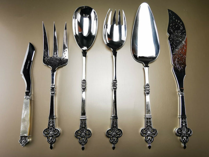 CARDEILHAC - Renaissance Mascaron service knife French antique silver Minerve