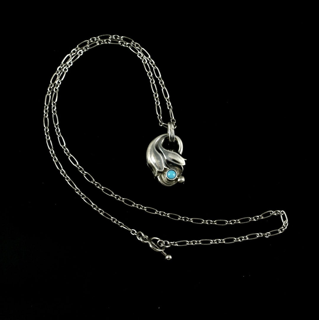 Georg Jensen Sterling Silver Pendant of the Year 1999 with Turquoise - Heritage.