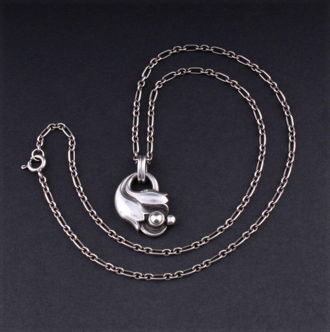 GEORG JENSEN Sterling Silver Pendant of the Year 1999 with Silverball. NEW.