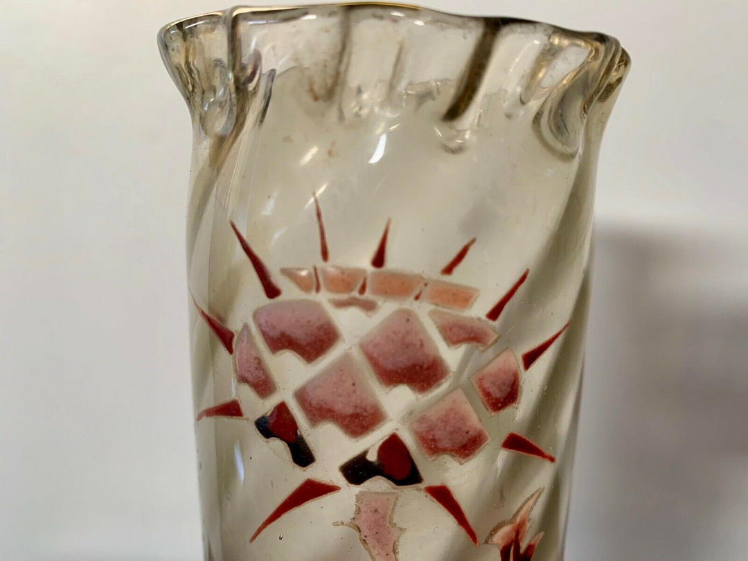 エミールガレ　初期作品　エナメルガラス　アザミの花瓶