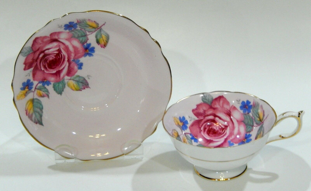 アンティーク　パラゴンのカップ＆ソーサー　ピンクローズと忘れな草２