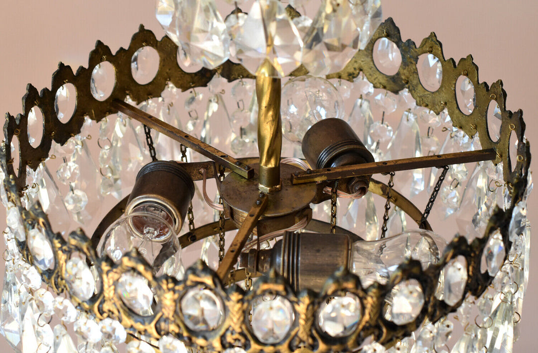 French Empire Antique / Vintage Crystal Chandelier, Home İnterior Lamp Pendant