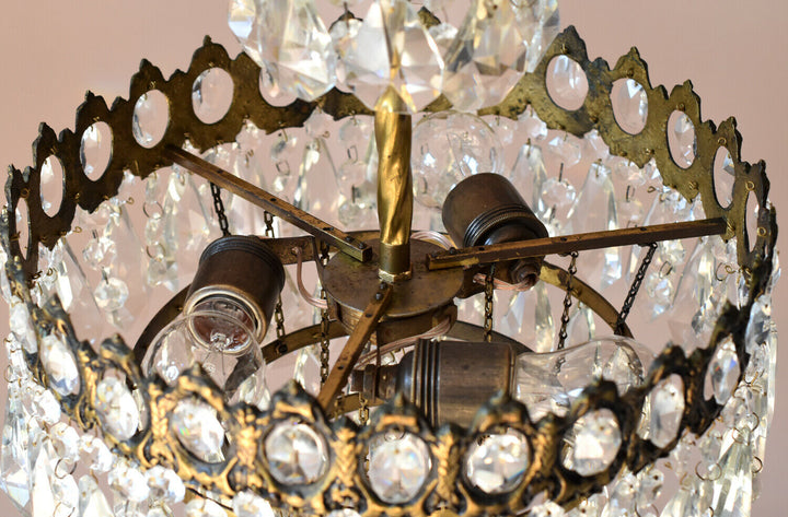 French Empire Antique / Vintage Crystal Chandelier, Home İnterior Lamp Pendant