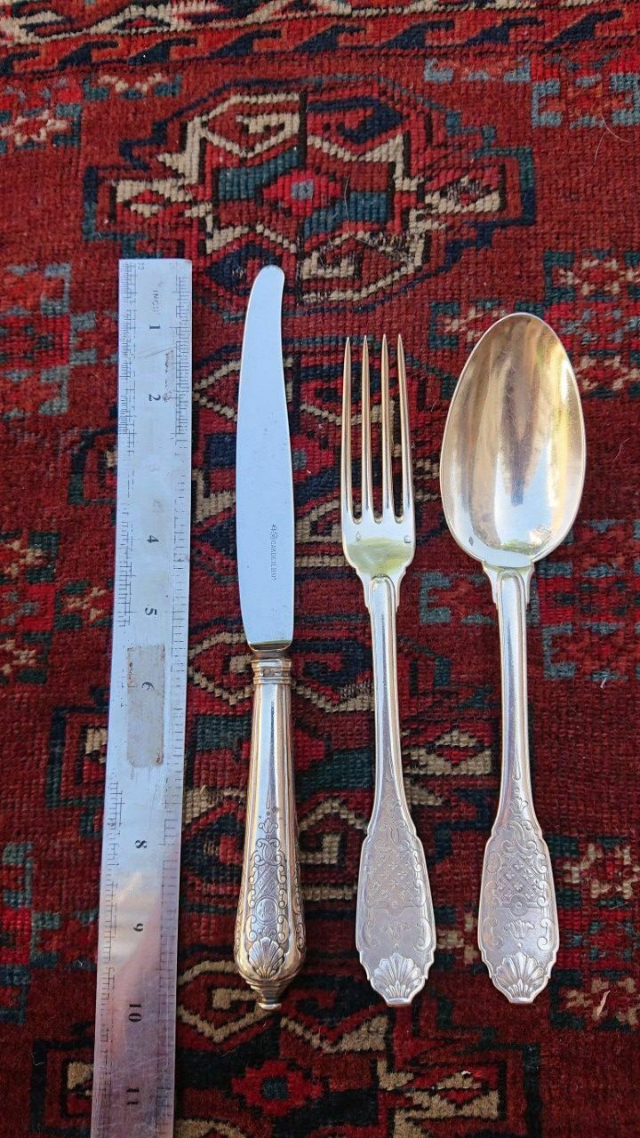 CHRISTOFLE CARDEILHAC STERLING SILVER DINNER SET FOR SIX WITH 18 PIECES