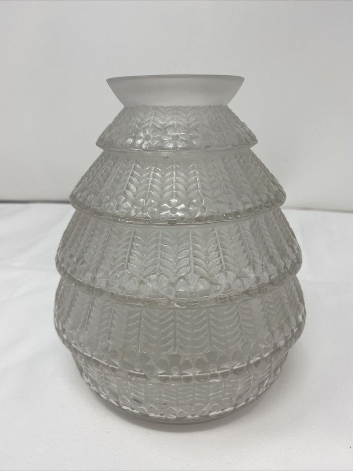 Rene Lalique 7” Ferrieres Vase Frosted Crystal France
