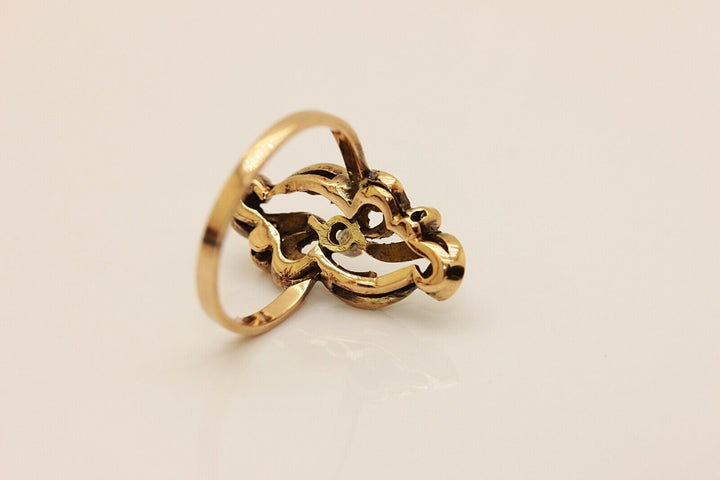 アンティーク オリジナル 10K ナチュラルダイヤモンドのフラワースタイルリング