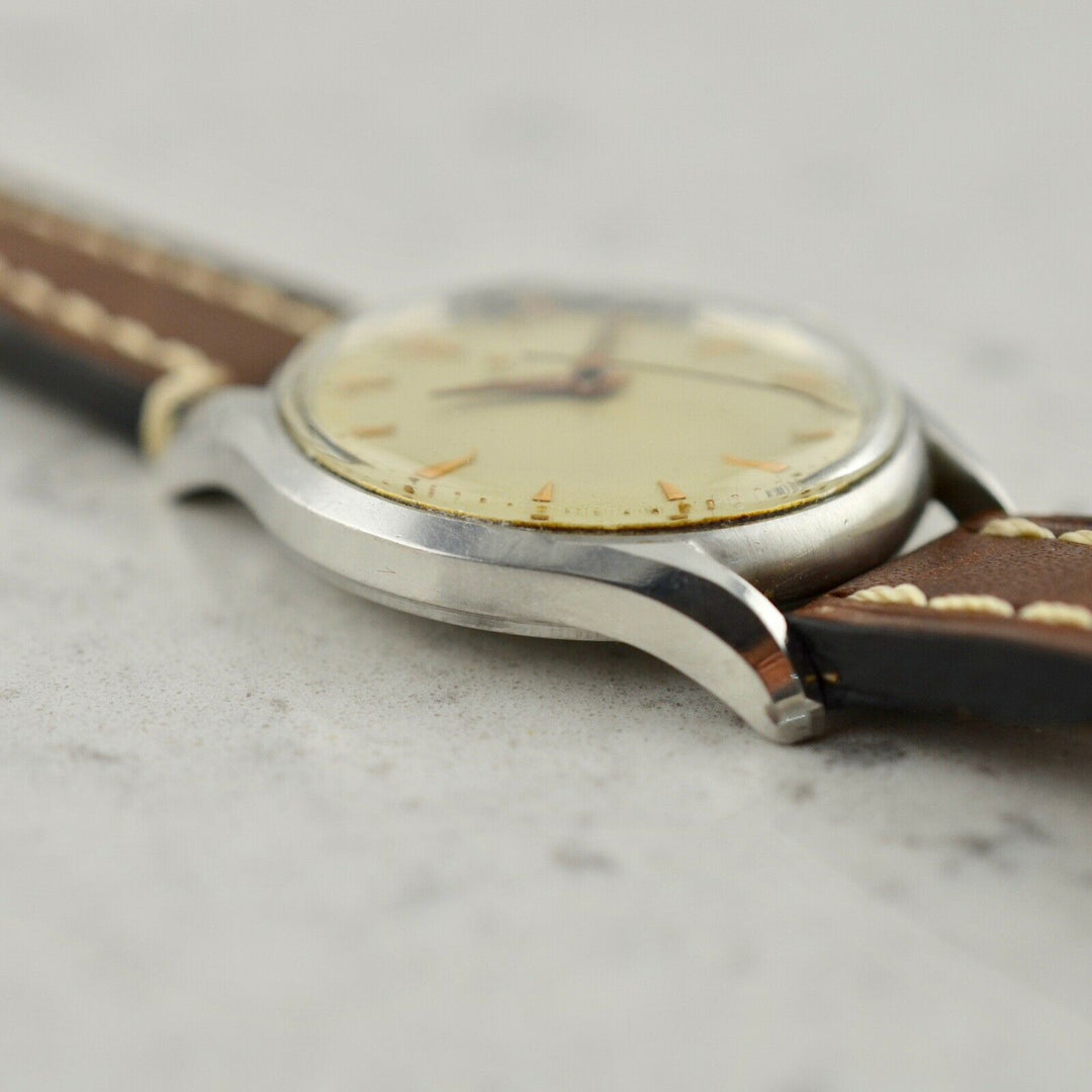 C.1955 Vintage Zenith oversize Calatrava rose gold watch cal.120 in steel