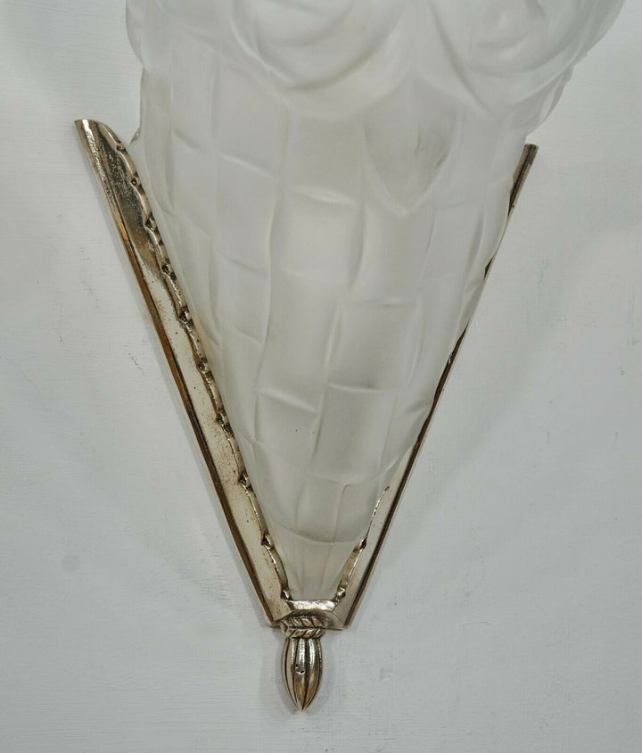 フランシス・ウーベン（Hubens）：フランス1930年代アールデコ調ウォールスコーンペアランプ（デュゲ作）