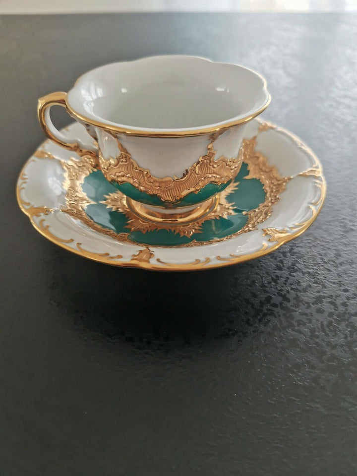 マイセン　Bフォーム　ロシアングリーン　コーヒーカップ＆ソーサー　2級品