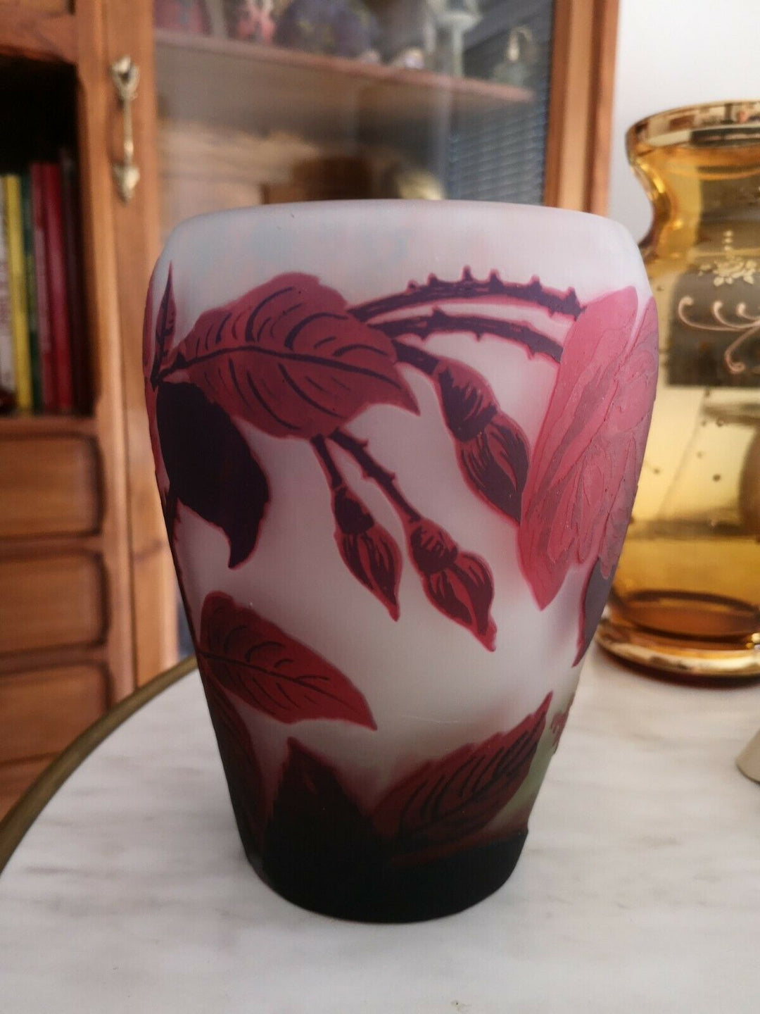 MULLER FRÈRES LUNÉVILLE - Vase aux roses circa 1925 - (DAUM GALLÉ) - NO COPY