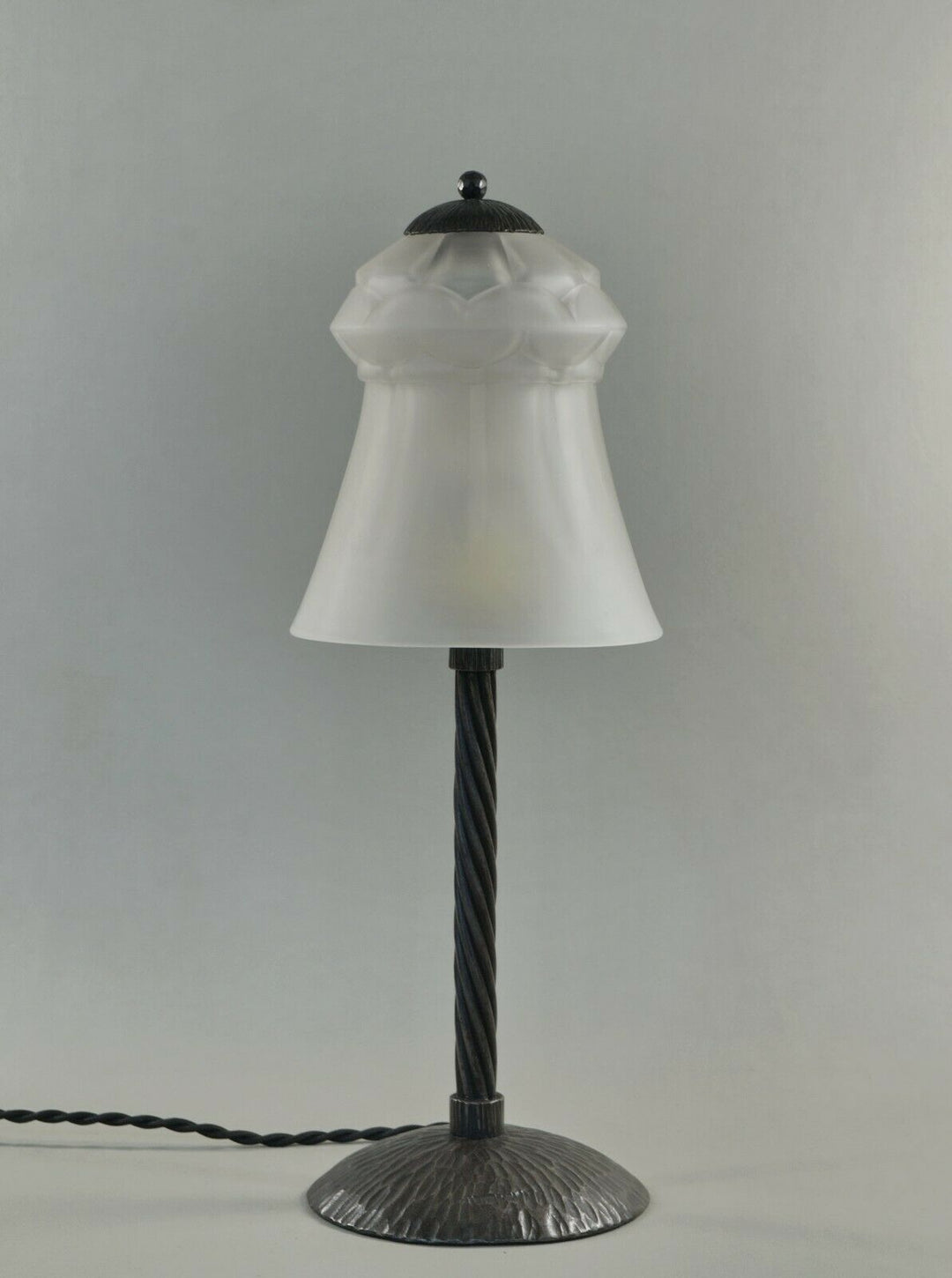 FOURNET & SCHNEIDER : FRENCH 1930 ART DECO LAMP . fer forgé HF France muller era