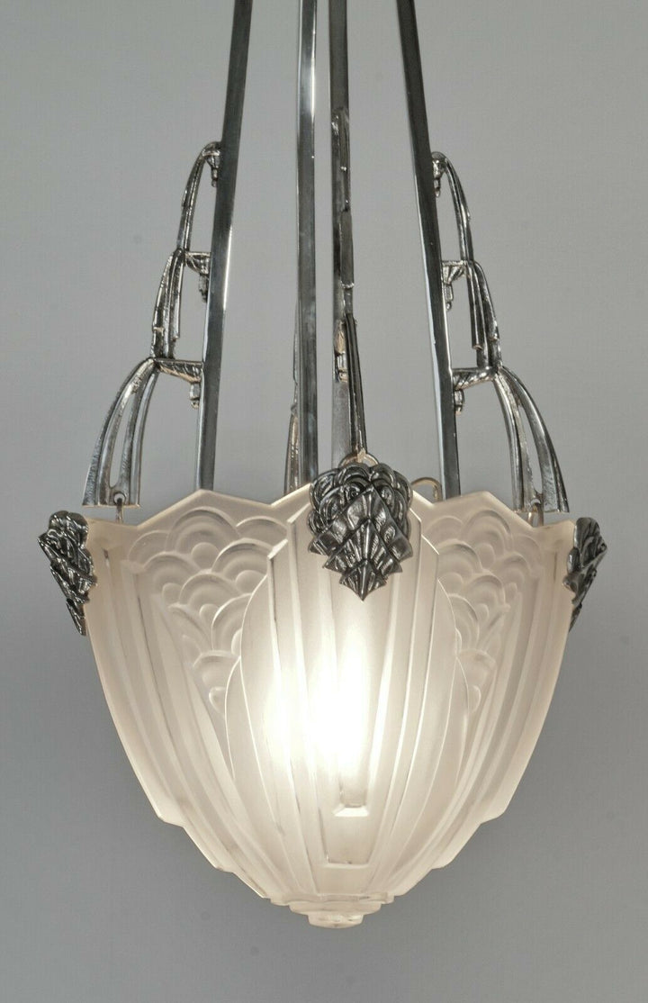 MAYNADIER & SCHNEIDER : FRENCH 1930 ART DECO CHANDELIER lamp pendant muller era
