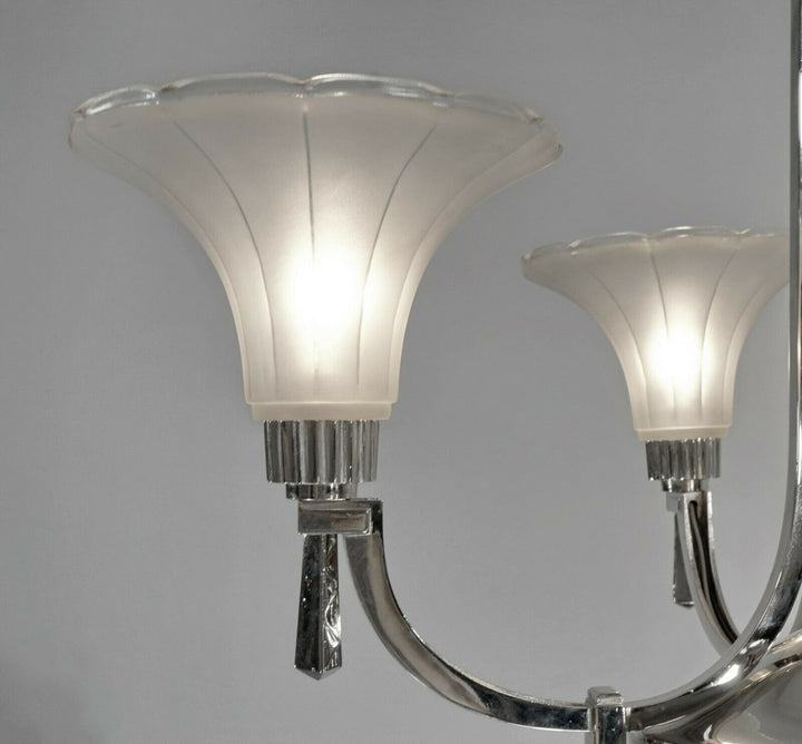 PETITOT : 1935 FRENCH ART DECO CHANDELIER ....... modernist lustre machine age