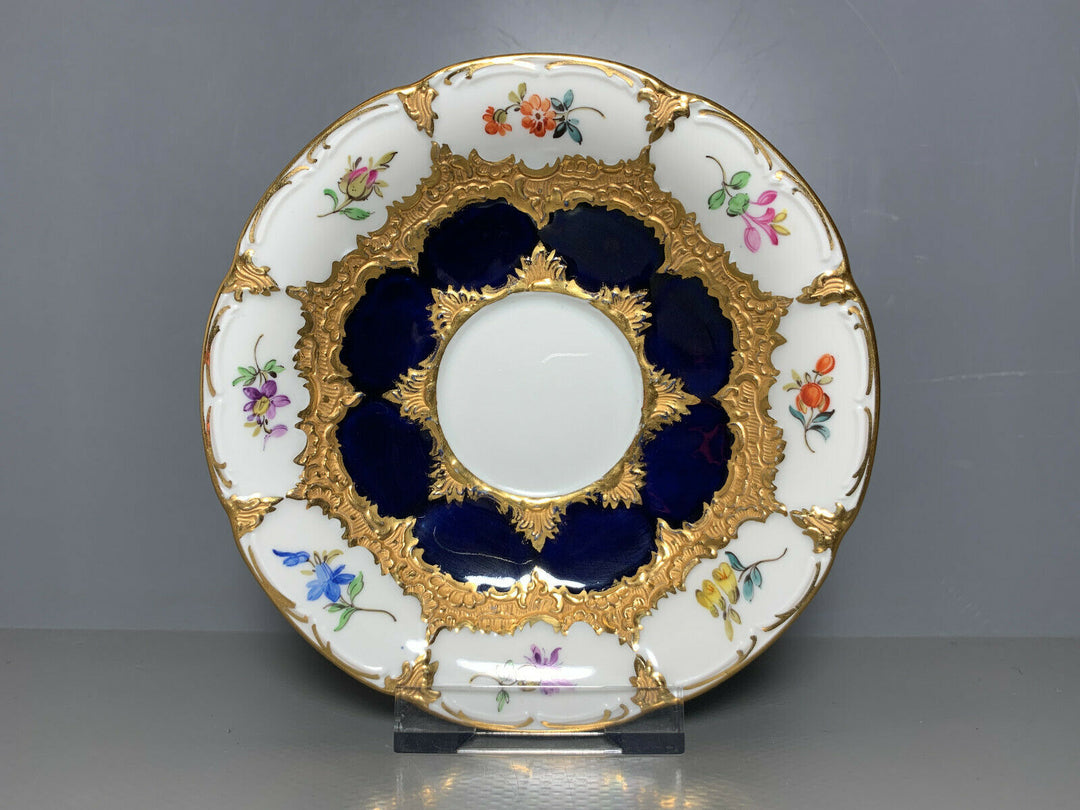 MEISSEN MOKKA GEDECK 2-TLG TASSE UT B-FORM KOBALTBLAU STREUBLÜMCHEN VIEL GOLD