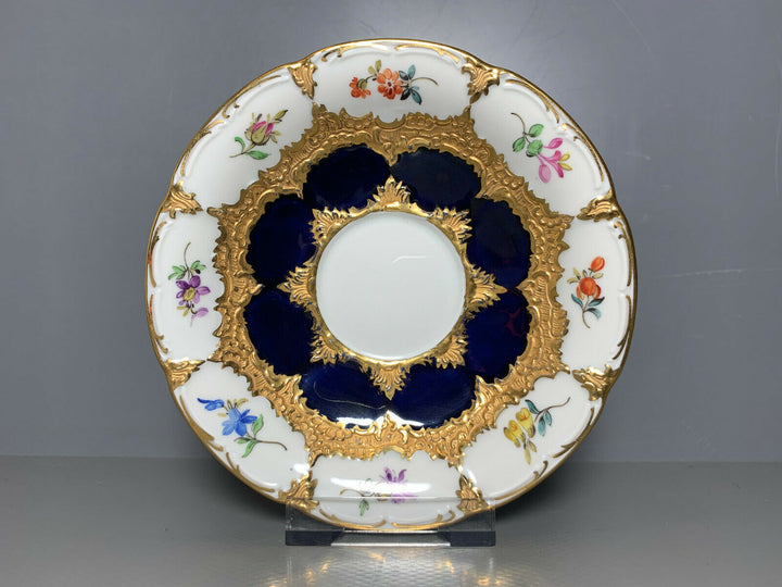 MEISSEN MOKKA GEDECK 2-TLG TASSE UT B-FORM KOBALTBLAU STREUBLÜMCHEN VIEL GOLD