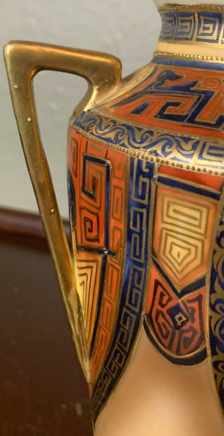 Antique Nippon Egypt Middle East Design Cleopatra Vase Urn Morimura Green Mark