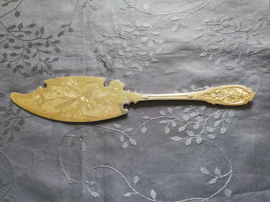 VERMEIL PUIFORCAT MODERNE FEUILLAGE PELLE DE SERVICE