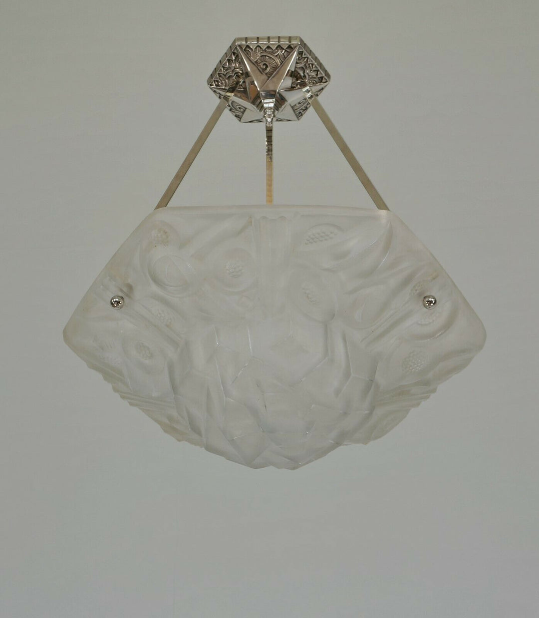 DEGUE : FRENCH 1930 ART DECO CHANDELIER PENDANT WITH BOWL .... lamp muller era