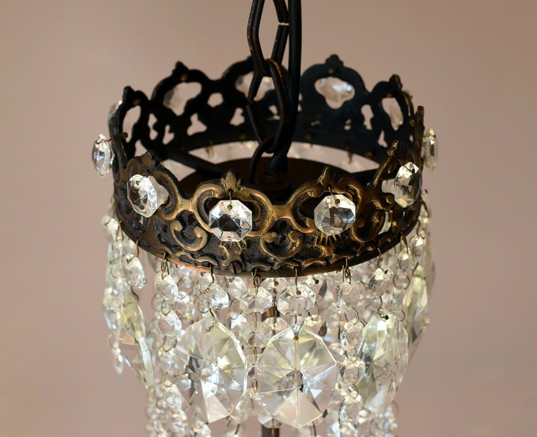 Vintage Crystal Chandelier Antique Brass French Empire Home Lighting Retro lamp