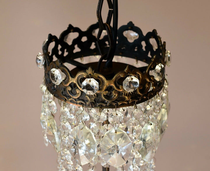 Vintage Crystal Chandelier Antique Brass French Empire Home Lighting Retro lamp