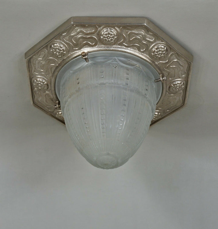 MULLER FRERES & JAMAIN : FRENCH 1930 ART DECO FLUSH MOUNT .......... lamp France