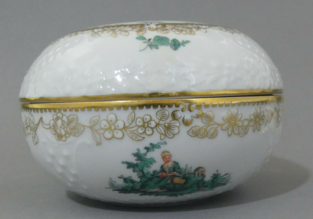 ⚔ Meissen Dose galante Szenen kupfergün Watteau 1.Wahl ø 12,5 cm - NP 7.490,-€