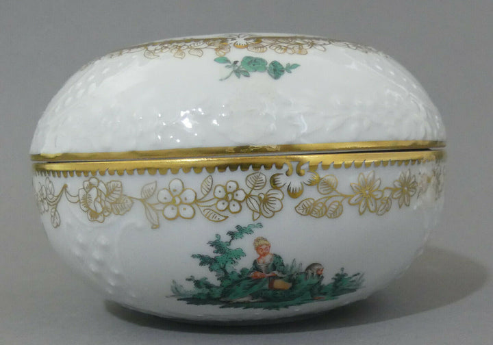⚔ Meissen Dose galante Szenen kupfergün Watteau 1.Wahl ø 12,5 cm - NP 7.490,-€